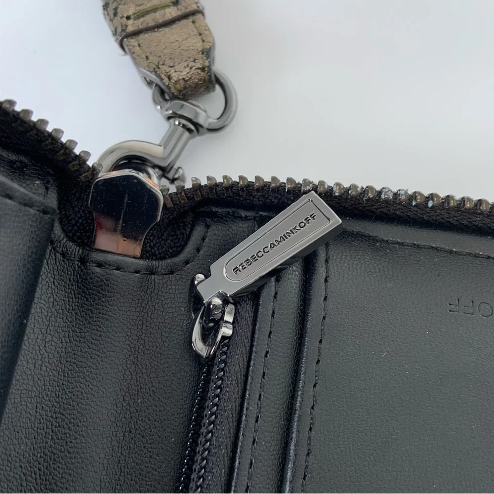Rebecca Minkoff Regan Universal Wristlet Gold Crackle W/phone holder Metallic